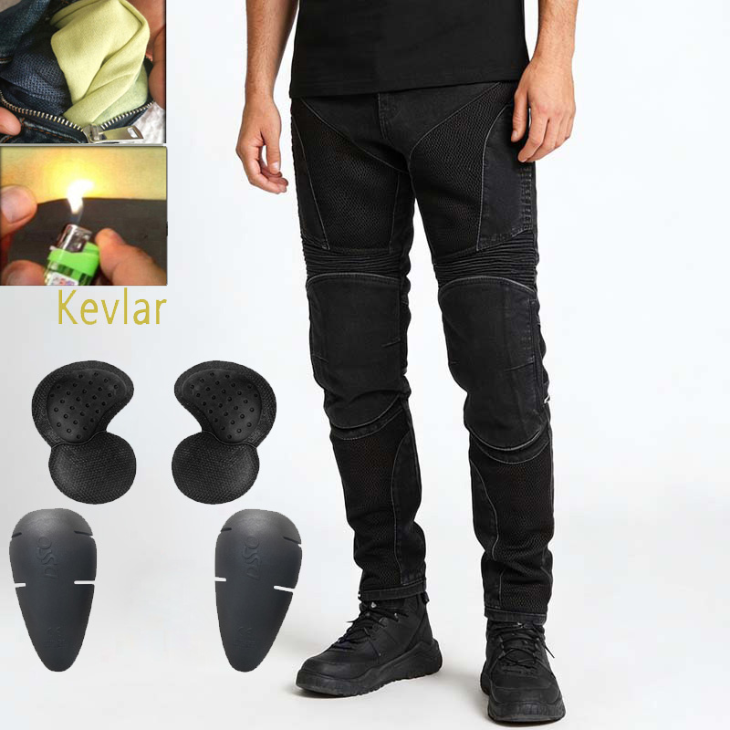 Motorcycle Gear Jeans - Men Summer Kevlar Motorcycle Jeans Abrasion