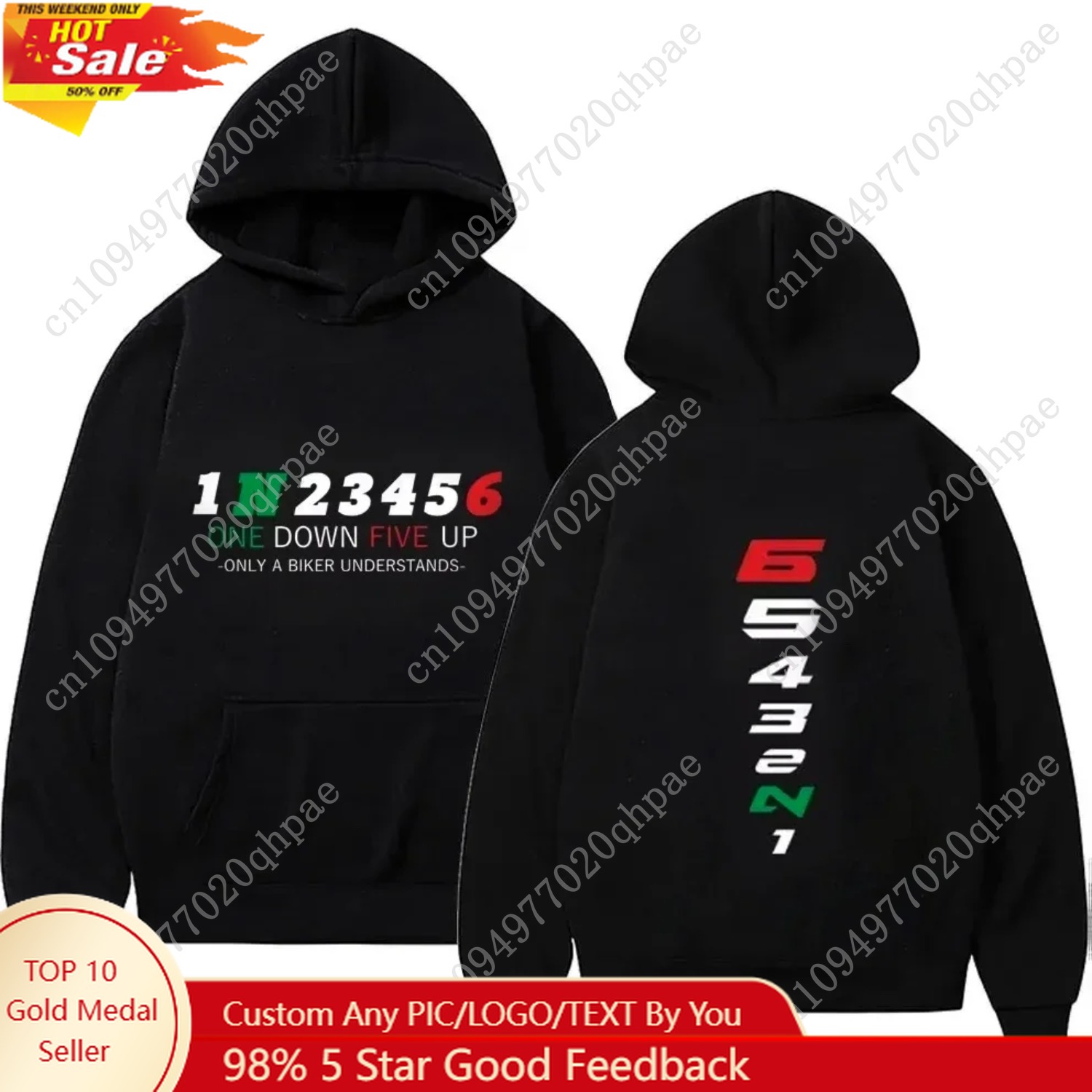 Motorcycle Gear Hoodie - 1N23456 Motorcycle Gear Biker Heartbeat Print