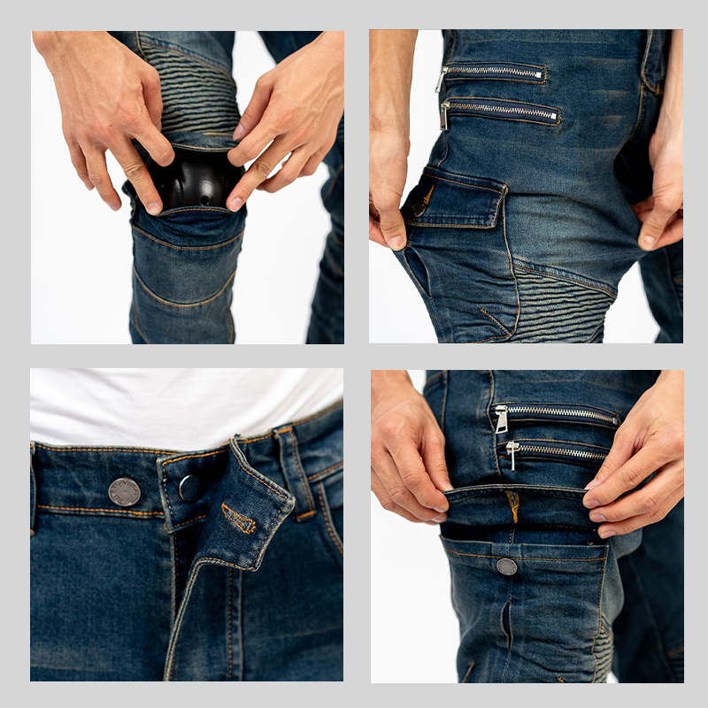 New Double Zipper Metal Style  - Motorcycle Gear Jeans のレビューと価格