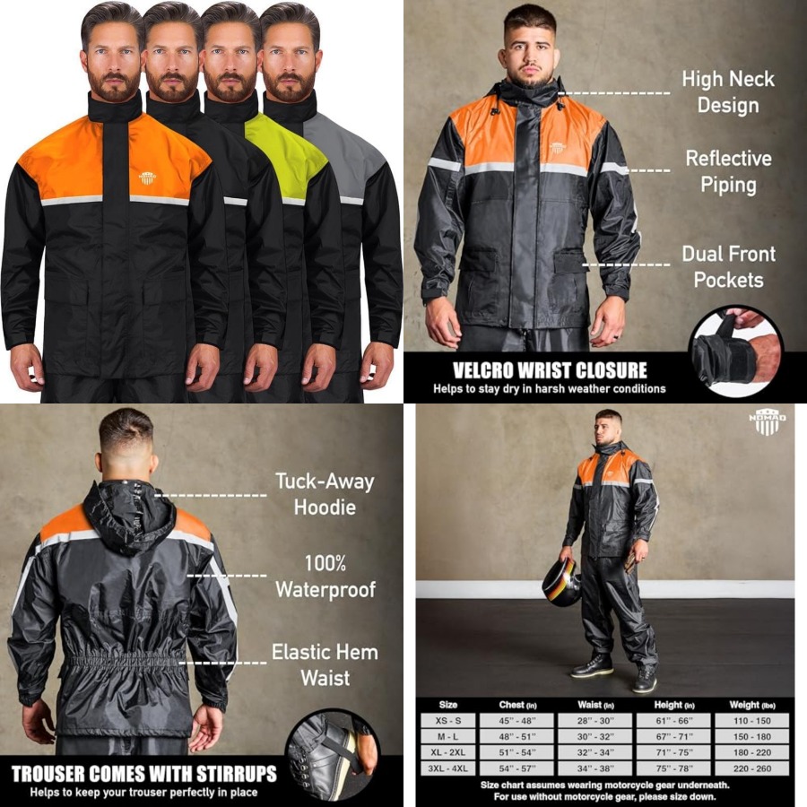 Waterproof Motorcycle Rain Sui - Motorcycle Gear Hoodie のレビューと価格