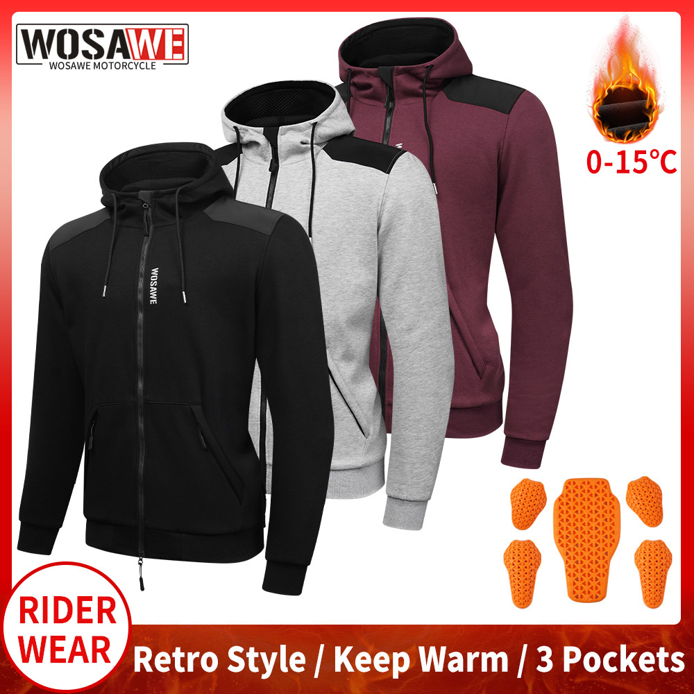 WOSAWE Motorcycle Hoodie Jacke - Motorcycle Gear Hoodie のレビューと価格