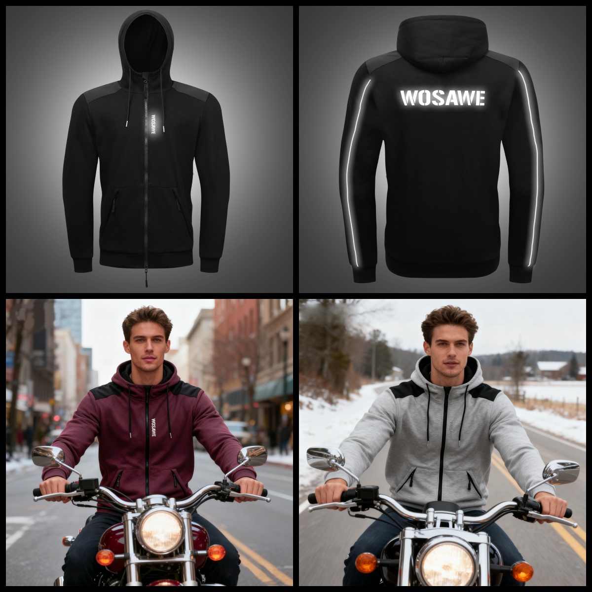 WOSAWE Motorcycle Hoodie Jacke - Motorcycle Gear Hoodie のレビューと価格