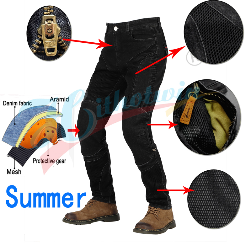 Motorcycle Pants Men summer Me - Motorcycle Gear Jeans のレビューと価格